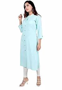 Yug Fashion's Women A line Rayon Kurta Set Front Button Design Aqua Large-thumb2