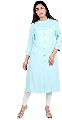 Yug Fashion's Women A line Rayon Kurta Set Front Button Design Aqua Medium-thumb1