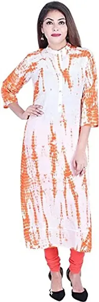 Yug Fashion's Women A line Cotton Kurta Set Front Button Design Oorange XXL (Medium, Oorange)-thumb0