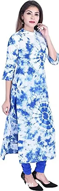 Yug Fashion's Women A line Cotton Kurta Set Front Button Design Oorange XXL (Small, Blue)-thumb3