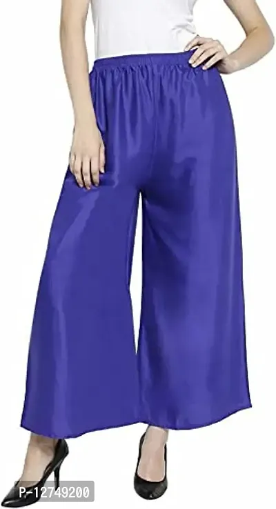Yug Fashion's Women's Solid Regular Fit Palazzo (Medium, Navy Blue)-thumb0