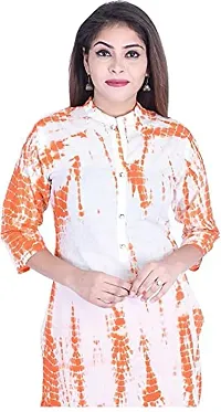 Yug Fashion's Women A line Cotton Kurta Set Front Button Design Orange Small-thumb4