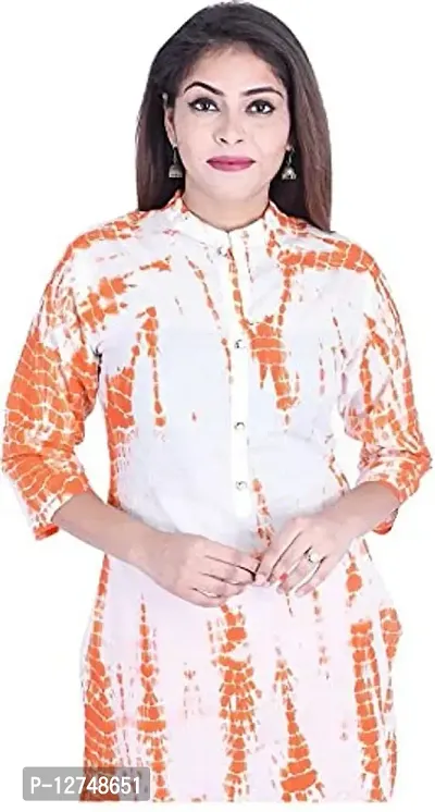 Yug Fashion's Women A line Cotton Kurta Set Front Button Design Orange Small-thumb5