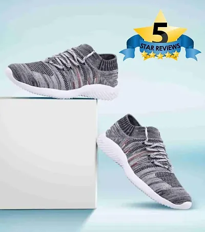Grey Sports Socks Shoes, Running Shoes, Walking Shoes, Light weight Shoes
