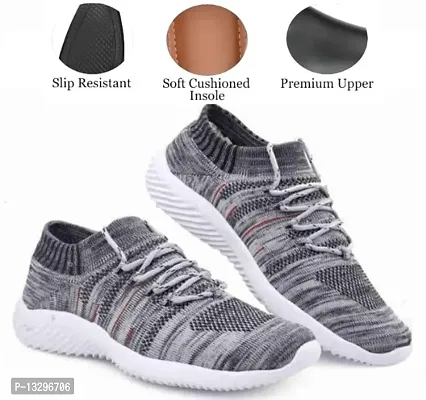 Grey Sports Socks Shoes, Running Shoes, Walking Shoes, Light weight Shoes-thumb2