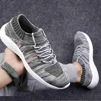 Grey Sports Socks Shoes, Running Shoes, Walking Shoes, Light weight Shoes-thumb2