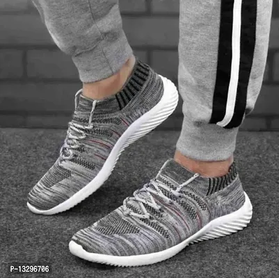 Grey Sports Socks Shoes, Running Shoes, Walking Shoes, Light weight Shoes-thumb4