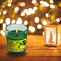 KRISHNA ALO Soy Wax Fresh Lemon Scented Glass Candles for Room Decoration, Festival, Candle Night Dinner  Birthday.(Pack of 2, Green) 90 g Each (Big Size)-thumb4