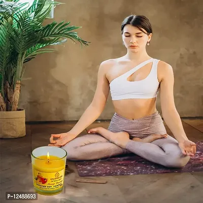 KRISHNA ALO Soy Wax Mango Papaya Scented Glass Candles for Room Decoration, Festival, Candle Night Dinner  Birthday.(Pack of 2, Yellow) 90g Each (Big Size)-thumb5