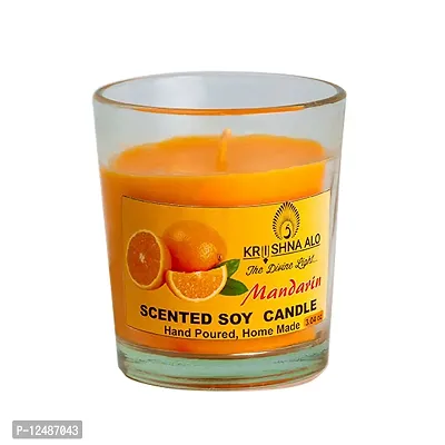 KRISHNA ALO Soy Wax Mandarin Scented Glass Candles for Room Decoration, Festival, Candle Night Dinner & Birthday.(Pack of 2, Orange) 90 g Each-thumb2