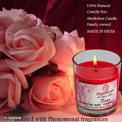 KRISHNA ALO Soy Wax Rose Scented Glass Candles for Room Decoration, Festival, Candle Night Dinner & Birthday.(Pack of 2, Rose Pink) Net Weight ; 90g Each (Big Size)-thumb4