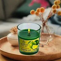 KRISHNA ALO Soy Wax Fresh Lemon Scented Glass Candles for Room Decoration, Festival, Candle Night Dinner  Birthday.(Pack of 2, Green) 90 g Each (Big Size)-thumb1