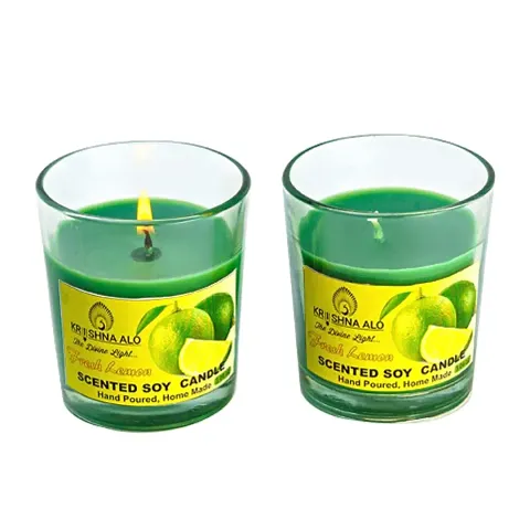 KRISHNA ALO Soy Wax Scented Glass Candles for Room Decoration, Festival, Candle Night Dinner & Birthday.