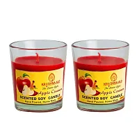 KRISHNA ALO Soy Wax Apple Cinnamon Scented Glass Candles for Room Decoration, Festival, Candle Night Dinner  Birthday.(Pack of 2, Red) 90 g Each (Big Size)-thumb1