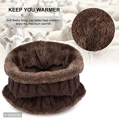 Classy Woolen Solid Beanie Cap with Neck Warmer for Kids-thumb4