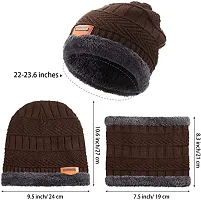 Classy Woolen Solid Beanie Cap with Neck Warmer for Kids-thumb2