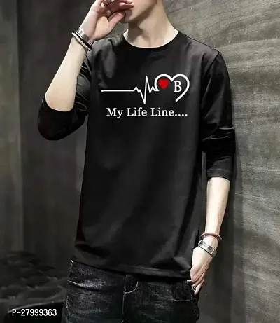 Men Graphic Print Round Neck Polyester Black T-Shirt-thumb0