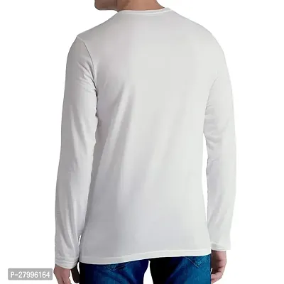 Stylish White Polyester Full Sleeve Round Neck T-Shirt For Men-thumb2