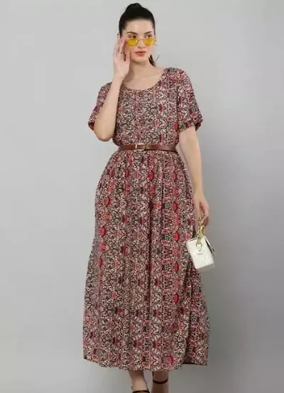 Classic Printed Crepe Dresses For Women