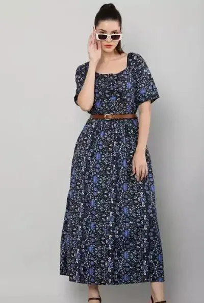 Classic Printed Crepe Dresses For Women