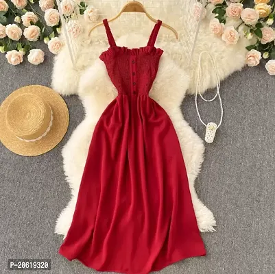Classic Crepe Solid Dress for Women-thumb0