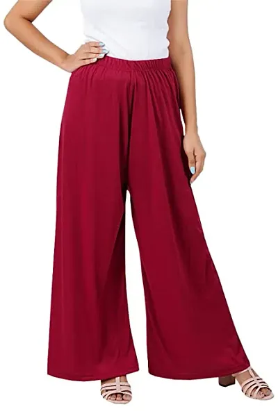 Buy That Trendz M to 4XL Cotton Viscose Loose Fit Flared Wide Leg Palazzo Pants for Women Black