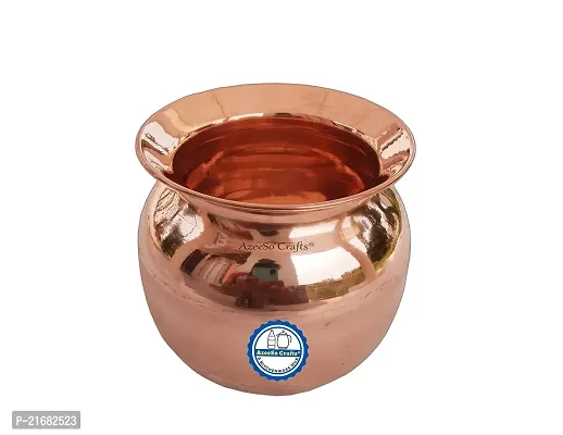 AzeeSo Crafts Handmade Traditional Handcrafted Antique  Unique Rustic Vintage Copper Lota Kalash for Pooja Worship Religious Ceremonies Holy Water Milk Home Decor Gifting Spiritual Purposes Ayurvedic Health Benefits - 600mL-thumb0