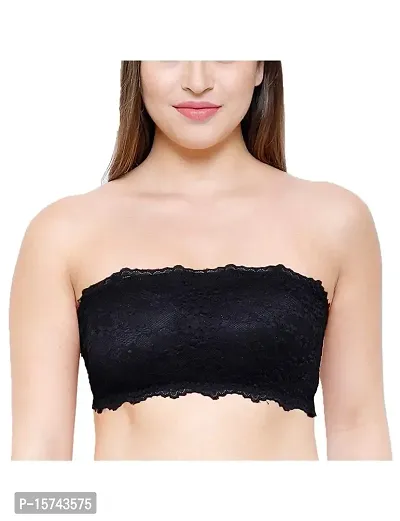 SASS Women's Spandex  Cotton Lightly Padded Non-Wired Seamless Tube Bra, Free Size, Pack of 1 Black