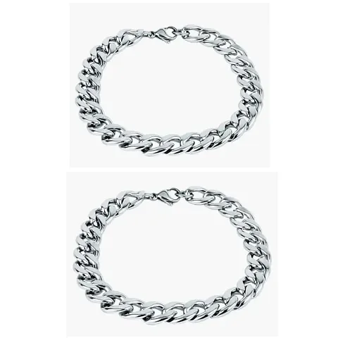 Alluring Silver Wraparound Bracelets For Men Pack Of 2