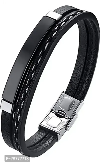 Alluring Black Wraparound Bracelet For Men-thumb0