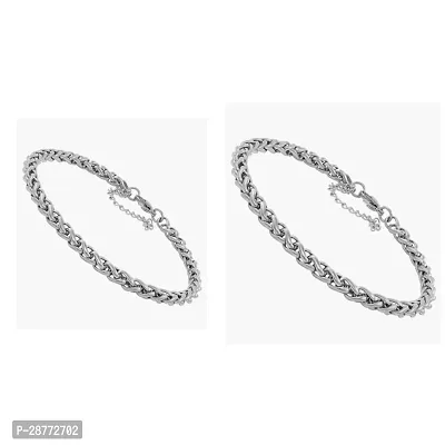Alluring Silver Wraparound Bracelets For Men Pack Of 2-thumb0