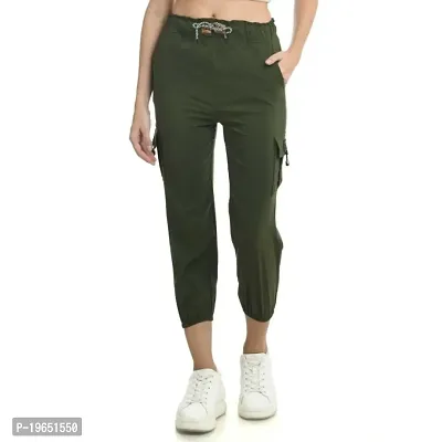 SRI CLUB Womens Cargo Trousers and Joggers Relaxed Fit Pants for Women of Stretchable and Elasticated Drawstring Waist