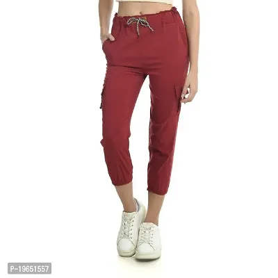 SRI CLUB Womens Cargo Trousers and Joggers Relaxed Fit Pants for Women of Stretchable and Elasticated Drawstring Waist
