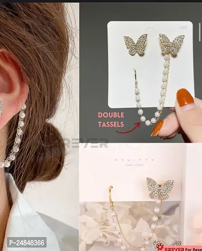 Elegant White Alloy Beads Studs Earrings For Women Single Pack