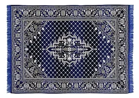 Zesture Bring Home Chenille Carpet Rug Runner for living Room and Carpets for Home Bedroom/Living Area/Home with Anti Slip Backing (Black, 5 Feet x 6 Feet) Blue-thumb1