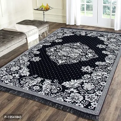 Zesture 6D Velvet Chenille Floral Design Multipurpose Modern Carpets for Living Room Carpet Rug Runner and Carpets for Bedroom/Living Area/Home with Anti Slip (4.5x6 ft. Rust-Black)-thumb0