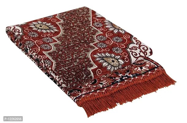 Zesture Bring Home Vintage Persian Design Jacquard Weaved Foldable Chenille Multipurpose Living Room Carpet, Area Rug, dhurrie (Maroon, 3 x 5)-thumb3