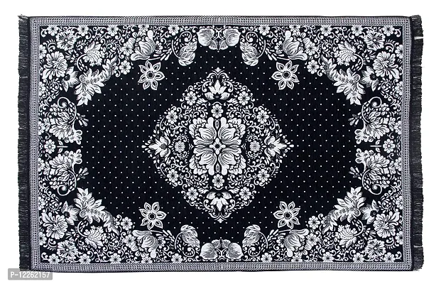 Braids Zesture Home 6D Floral Design Brown Multipurpose Living Room, Bedroom, Kitchen, Picnic, Praying Modern Carpet/Area Rug/dhurrie -138 cms x 183 cms, 4.5 ft x 6 feet (Black)-thumb2