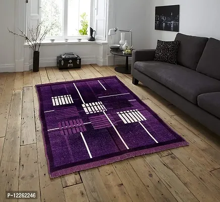 Zesture Thick Flat Weaved Chennile Geometric Design Multipurpose Living Room and Bedroom Area Rug Carpet dhurrie (Wine-Purple, 3 x 5)