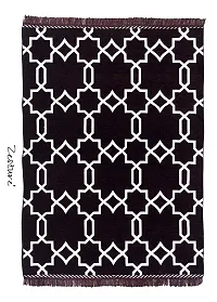 Zesture Bring Home Premium Flat Weave Chenille Geometric Collection Multipurpose Living Room, Bedroom Carpet with Tassels (4.5 FT x 6 FT, Black)-thumb2