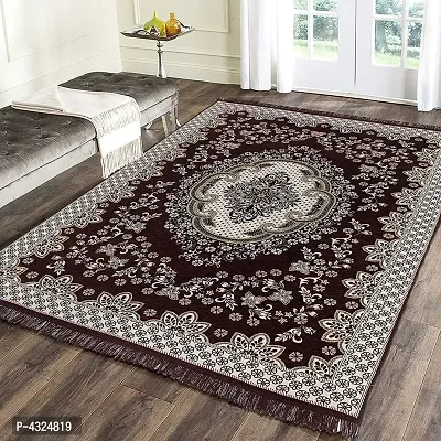 Beautiful Brown Self Pattern Chenille And Polyester Weaved Carpet - 6X4 Feet (Made In India )-thumb0