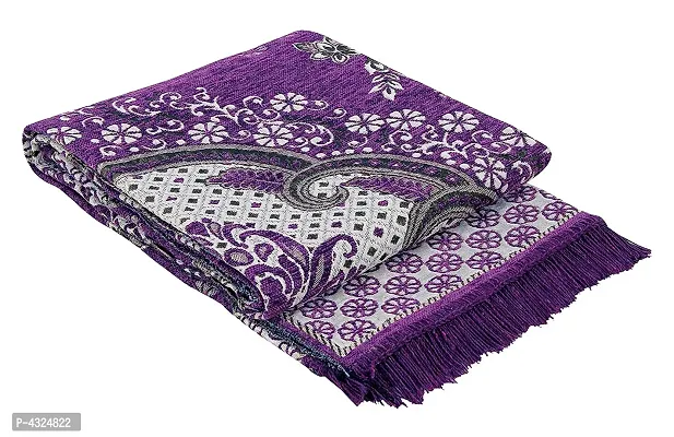 Beautiful Purple Self Pattern Chenille And Polyester Weaved Carpet 6X4 Feet-thumb2