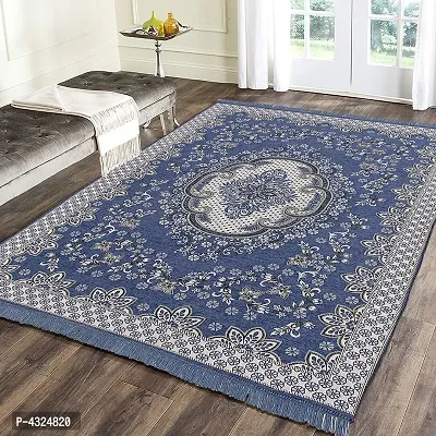 Beautiful Grey Self Pattern Chenille And Polyester Weaved Carpet - 6X4 Feet (Made In India )