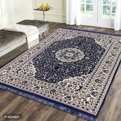 Beautiful Blue Self Pattern Chenille And Polyester Weaved Carpet
 - 6X4 Feet (Made In India )