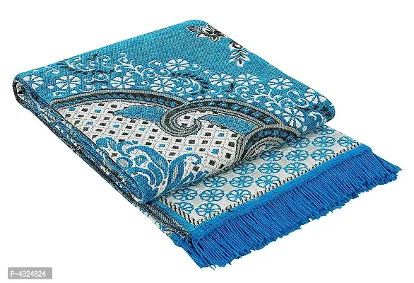 Beautiful Blue Self Pattern Chenille And Polyester Weaved Carpet 6X4 Feet-thumb2
