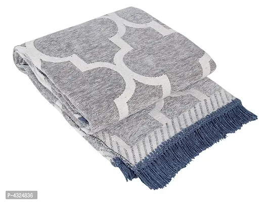Beautiful Grey Self Pattern Chenille And Cotton Weaved Carpet
 - 6X4 Feet (Made In India )-thumb2