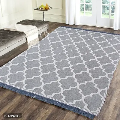 Beautiful Grey Self Pattern Chenille And Cotton Weaved Carpet
 - 6X4 Feet (Made In India )