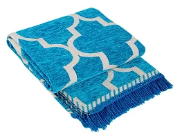 Beautiful Blue Self Pattern Chenille And Cotton Weaved Carpet
 - 6X4 Feet (Made In India )-thumb1