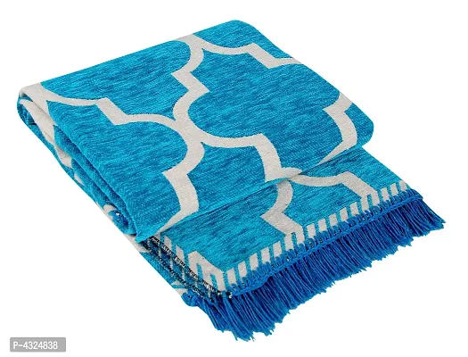 Beautiful Blue Self Pattern Chenille And Cotton Weaved Carpet
 - 6X4 Feet (Made In India )-thumb2