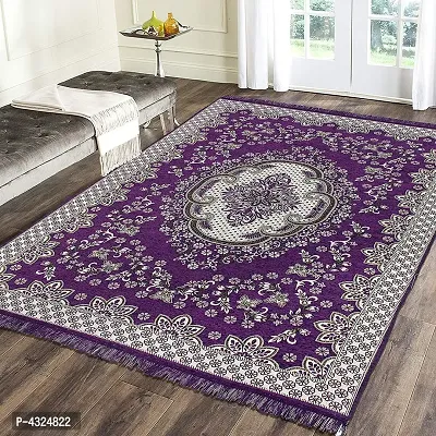 Beautiful Purple Self Pattern Chenille And Polyester Weaved Carpet 6X4 Feet